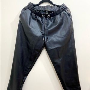 Black faux leather pants